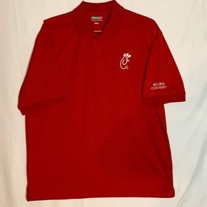 Lightweight red polo with Chick-fil-A icon
